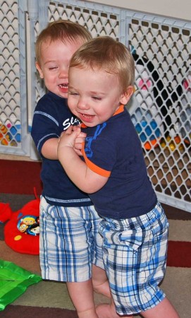 Carter trying to tickle Cooper 22Jul09