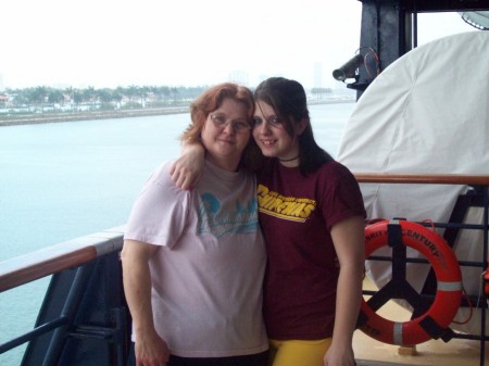 me and my daughter on the cruise ship