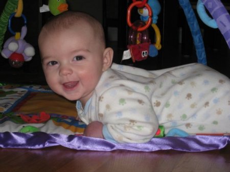 Grant before learning to crawl....cute right?!