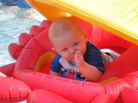 Jacob in his crab floatie