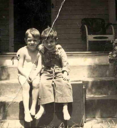 Me in overalls with brother Joe... I was 5