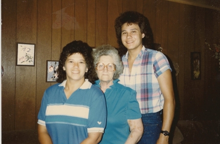 Sister Nancy, Mom and Tim '87 with big hair!