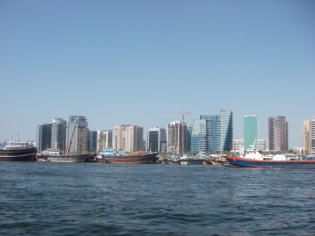 Dubai Creek with skyline.