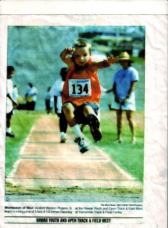 Weston Rogers doing long jump a few years ago