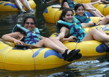 river rafting in Jamaica with my daughters