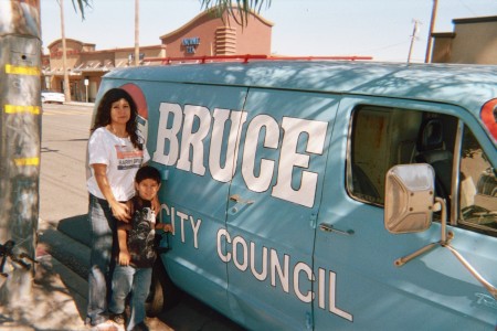 Sporting the Brucemobile!