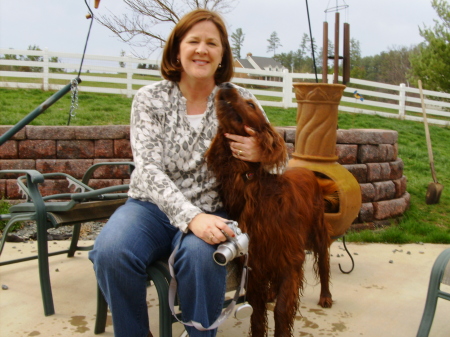 mary with one of her many irish setters