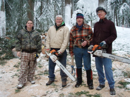 Cutting trees after the hard winter.