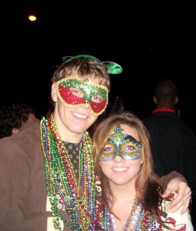 son Will and girlfriend rachel at mardi gras