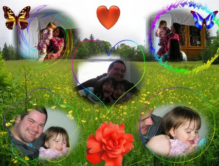 Collage of Jason, his daughters and Nana