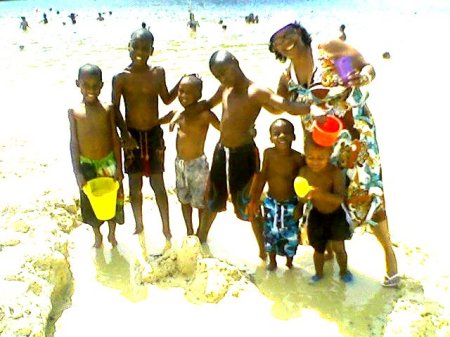 Diane And her grandsons at Greenbriar Beach 09