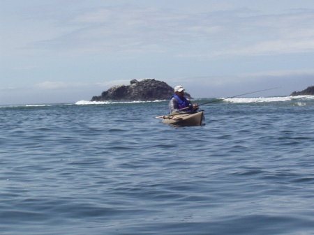 Salmon fishing from a kayak