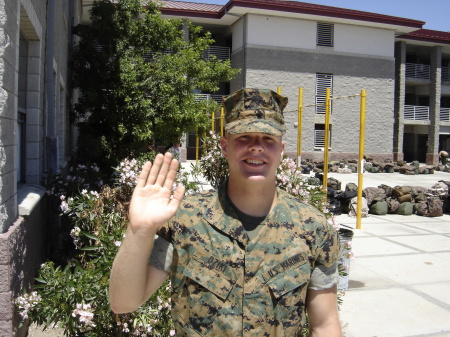 son Philip, a new Marine at Camp Pendleton