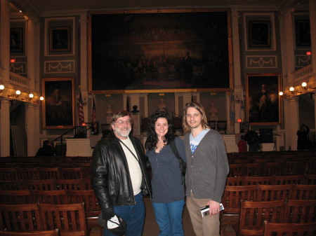 Posing with the greats at Fanueil Hall