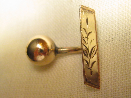 Antique 1885 Men's Gilded Shirt Button Link