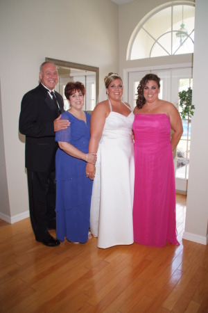 ron and the girls on wedding day