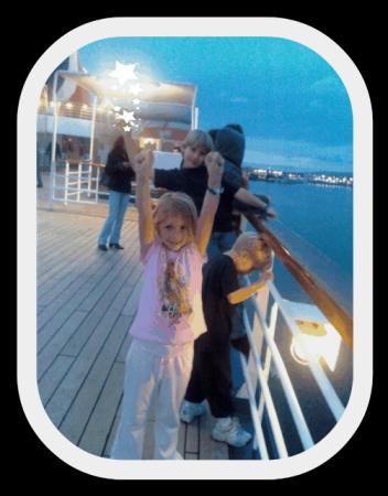 My kids on the deck of the ship
