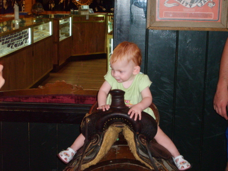 abbie riding the barrel