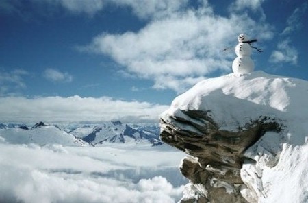 Snowman on mountain