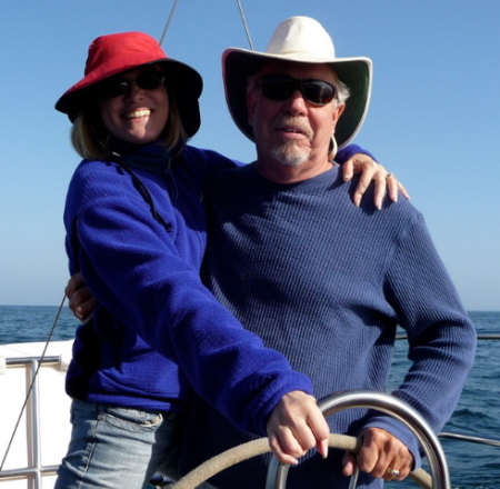 Shauna and I on our sailboat in Santa Barbara