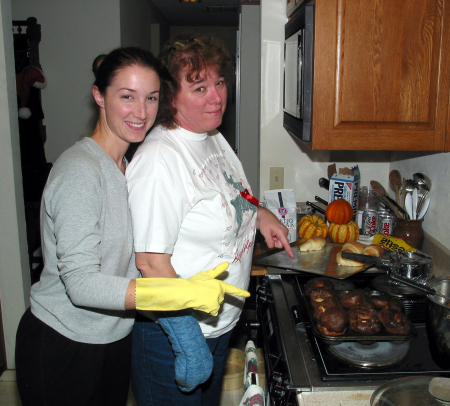 Daughter Kelleen and Jodi in the kitchen, 2001