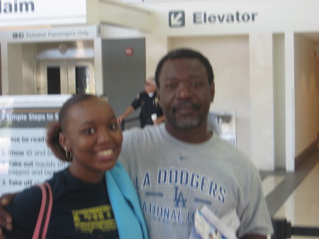 Me and Precious at the airport.