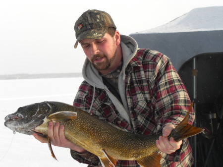 Ice fishing for lake trout