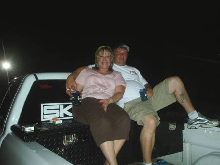 My husband and me at the drag races.