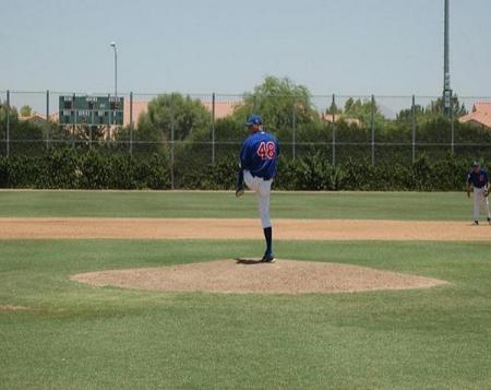 Marcus pitching at spring training 2008