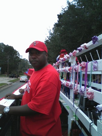 djing on a parade float