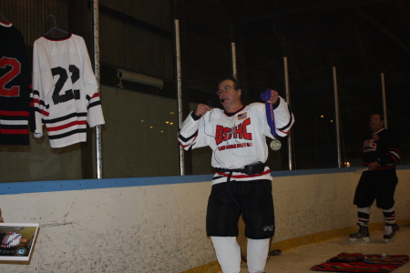 The hanging of Rons Jersey at Harvey