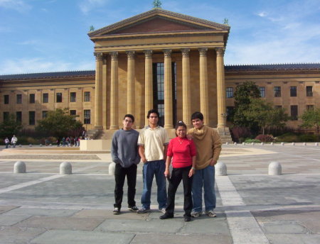 Mom & boys at Phila art museum