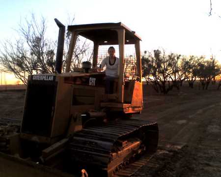 Sarah on the bulldozer