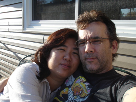 wife and I chilling in my back yard