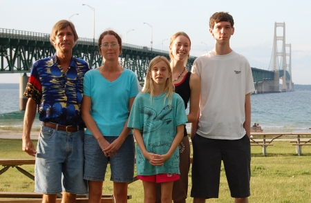 Family at Mackinac Bridge in Northern MI