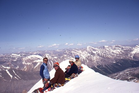 Mt Athabasca - enjoying the summit 1984