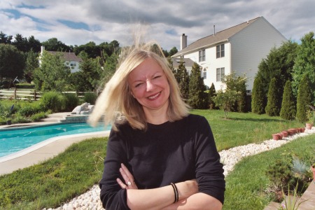 Lorri on the deck by my pool and spa