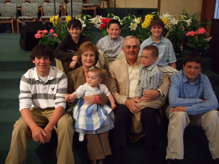 Bob and I with grandkids Easter 2009