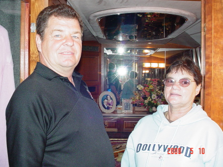 My hubby & me in dolly Parton old bus