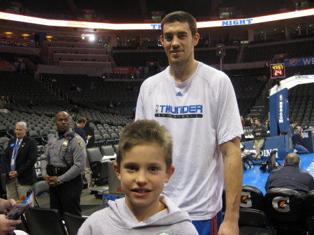 nick and his idol nick collison ..Thunder game