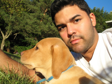 my younger son and Addison our Lab