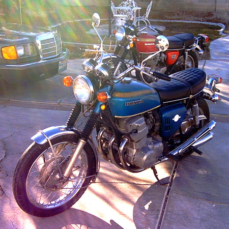 My 1969 CB750 and 1973 CB450 in 2002