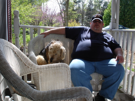 My husband Elton and our dog Roxy