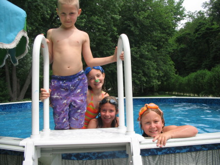 Fun with their friends in Grammas pool