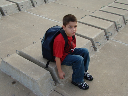 Xander waiting for school to start
