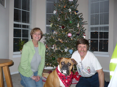 Mary and Sesamee ( my boxer) dave ( my husband