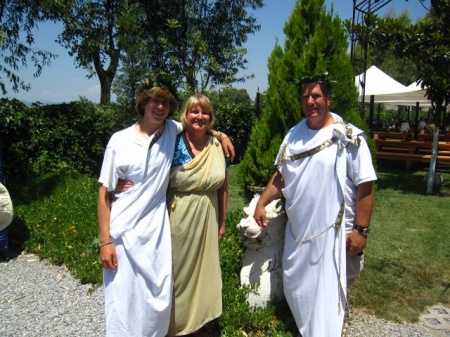 Nik, Lynette, and Sandy at a Roman Feast