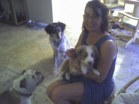 My wife Marguerite with the dogs
