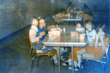 Eating lunch, 1973.