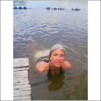 mom in lake